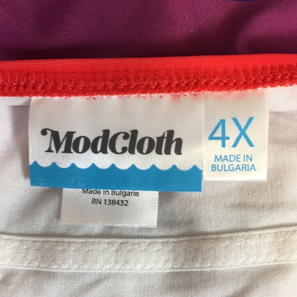 Modcloth Red Purple‎ Striped One Piece Swimsuit Womens 4X - Picture 6 of 11